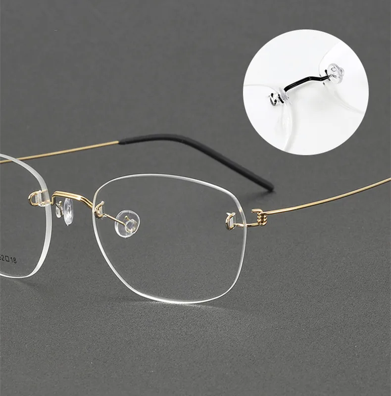 Denmark Titanium Frameless Glasses Frame Screwless Design Men Square Business Rimless Eyeglasses Rectangle Spectacle Gafas 2214
