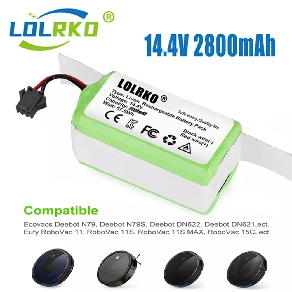 14.4V 12800mAh Replacement Battery for Conga Excellent 990 1090 1790 1990 Deebot N79S N79 DN622 Robovac 11 Tesvor X500