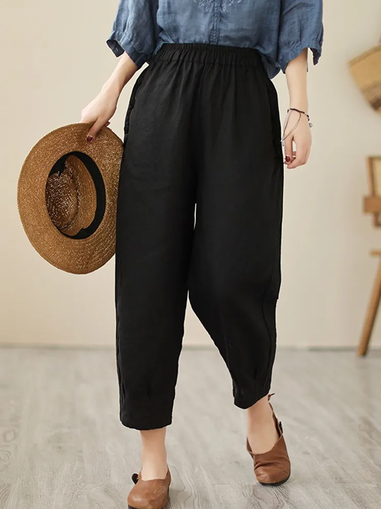 Women Casual Harem Pants New Arrival 2023 Autumn Vintage Style Solid Color Loose All-match Female Ankle-length Pants B2926