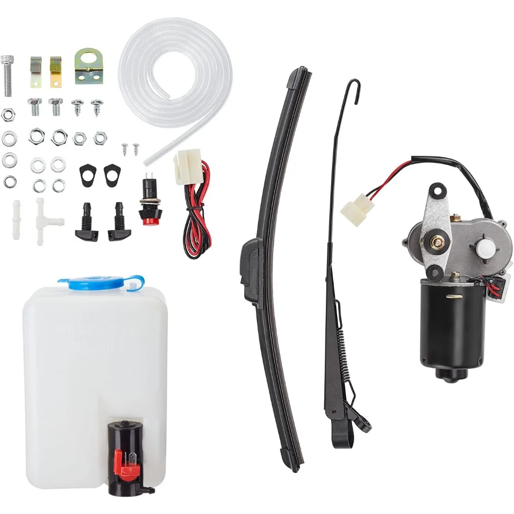 KEMIMOTO Windshield Washer Pump Kit with 12V Windshield Wiper Motor Kit Compatible with Polaris RZR Ranger General for Can Am X3