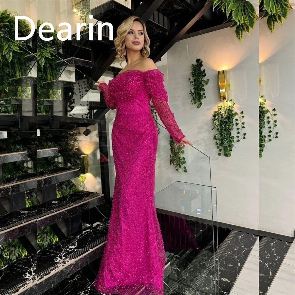 

Customized Saudi Arabia Dearin Off-the-shoulder Sheath Floor Length Skirts Bespoke Occasion Dresses Evening Gown Formal Prom Dre