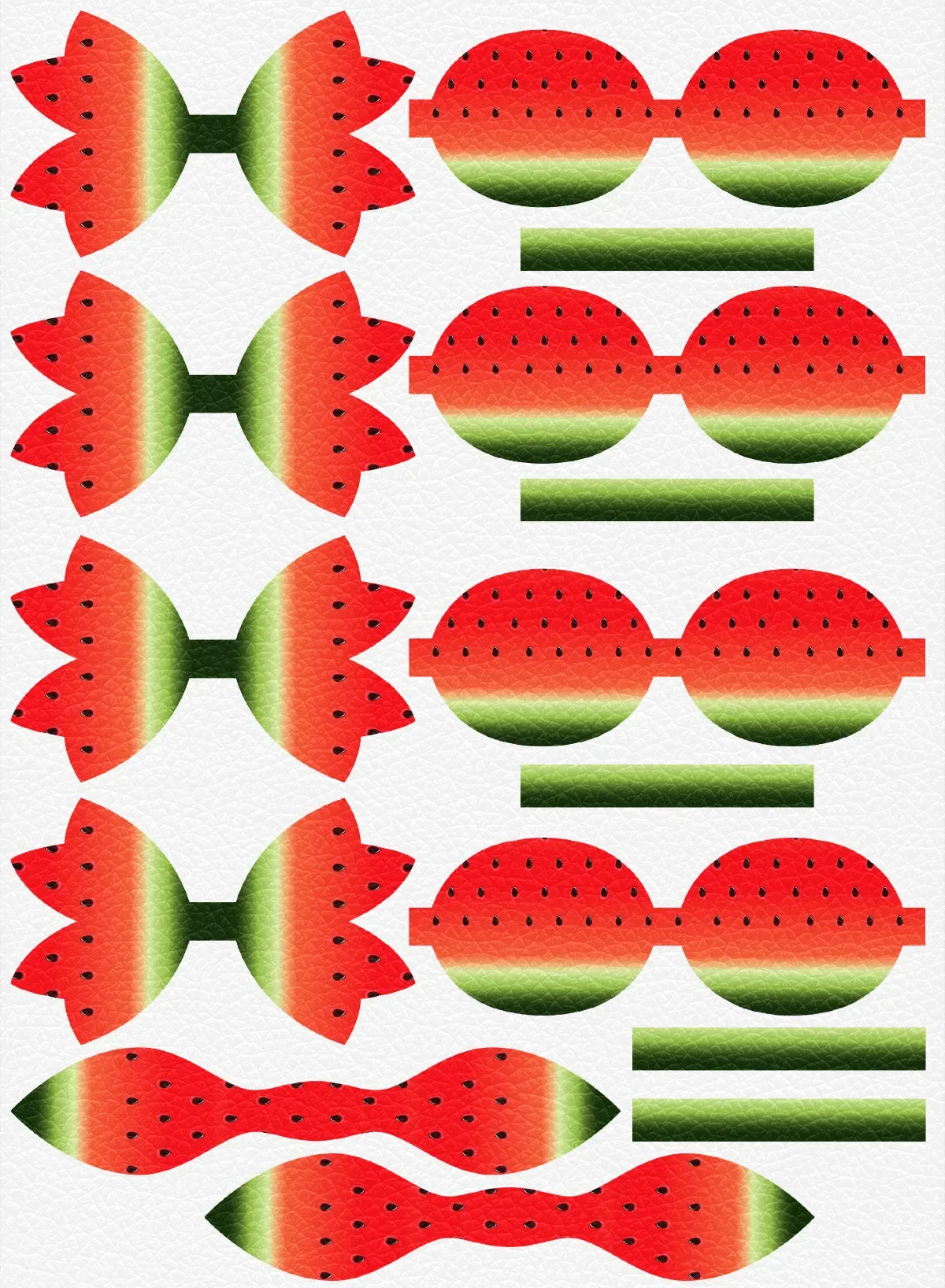 Fruit Watermelon 22*30 CM Printed Faux Leather Sheets Synthetic Litchi Leather Fabric for DIY Earrings Hair Bows