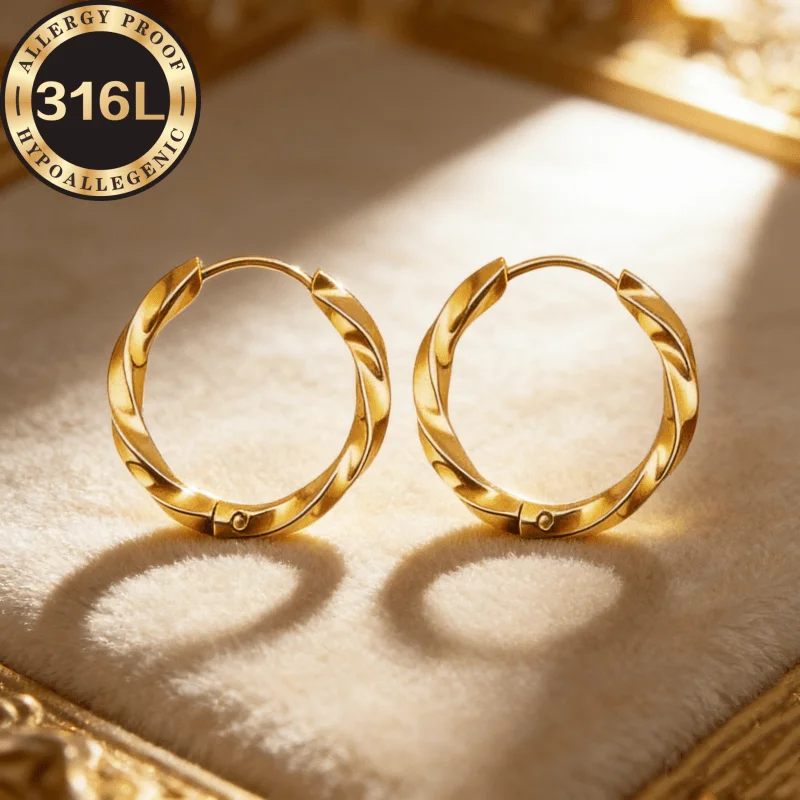 High quality stainless steel hypoallergenic golden earrings. Mobius earrings silver. Anti-fading, comfortable and versatile