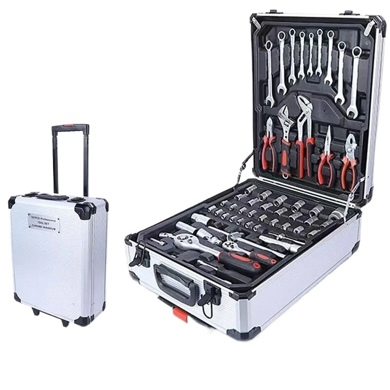 for Carbon Steel 187 Pcs Household Hardware Tools Combination Kit Auto Repair Machine Repair Aluminum Trolley Case Sleeve