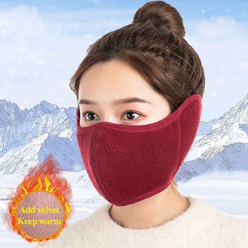 1Pcs Thermal Half Face Cover Winter Skiing Cycling Sport Mask Earmuff Men Women Hunting Skateboard Reusable Ear Protection Masks