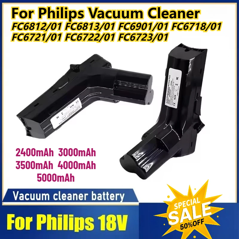 18V 5.0Ah Rechargeable Battery For Philips IP827 FC6822/01 FC6812/01 FC6812/814 IP822 Vacuum Cleaner with Overcharge Protection