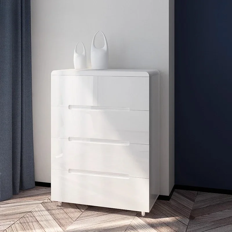 Simple modern paint white four-chest cabinet e****mical living room locker drawer cabinet bedroom storage cabinet large capacity