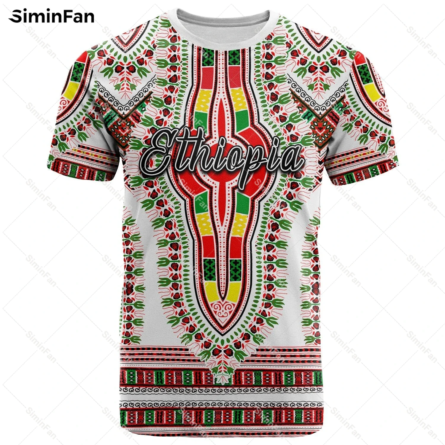 Ethiopian Tibeb Pattern Style 3D Printed T-Shirt Men Tshirts Summer Round Neck Tee Female Casual Top Unisex Shirts Streetwear