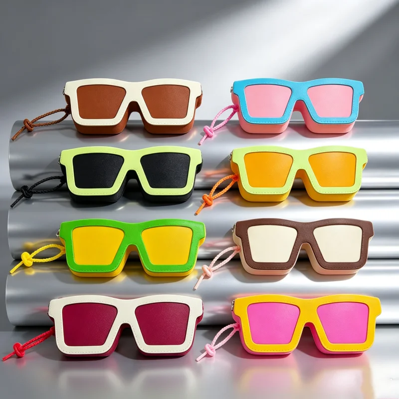 Bright Color Sunglasses Shaped Case for Men Women Shockproof Shell Scratch Resistant Dopamine Cosmetic Pouch Waterproof