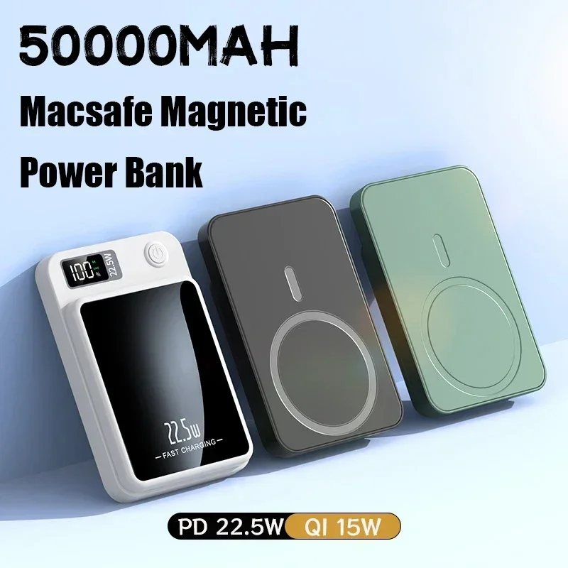 100000mAh Wireless Power Bank Magnetic Qi Portable Powerbank Type C Fast Charger for IPhone15 14 13 Samsung MaCsafe 2024 New