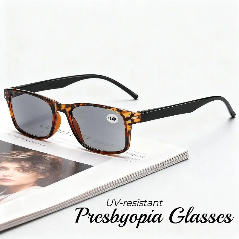 

Fashionable High-definition Black Gray Lens Square Small Frame Rice Nail Reading Glasses New UV Resistant Sun Presbyopia Glasses