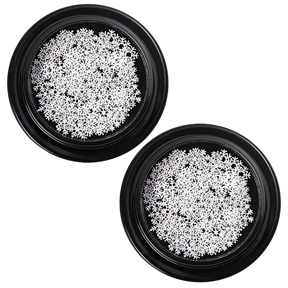 สติ๊กเกอร์ติดเล็บลายเกล็ดหิมะสีขาวสำหรับตกแต่งเล็บลายคริสต์มาส 2 ชิ้น รูปทรงหกเหลี่ยมบางเฉียบ