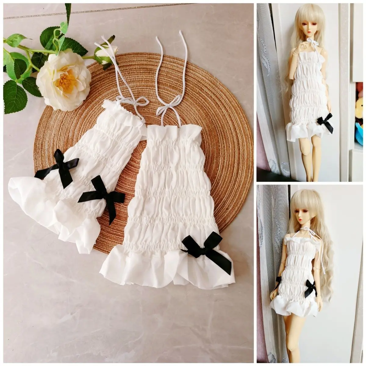 Accessori per bambole 60cm vestiti per bambole per il 1/3 Bjd Doll Bow Neck Slip Dress giocattoli per ragazze fai da te Dress Up Kid regalo di moda per bambini