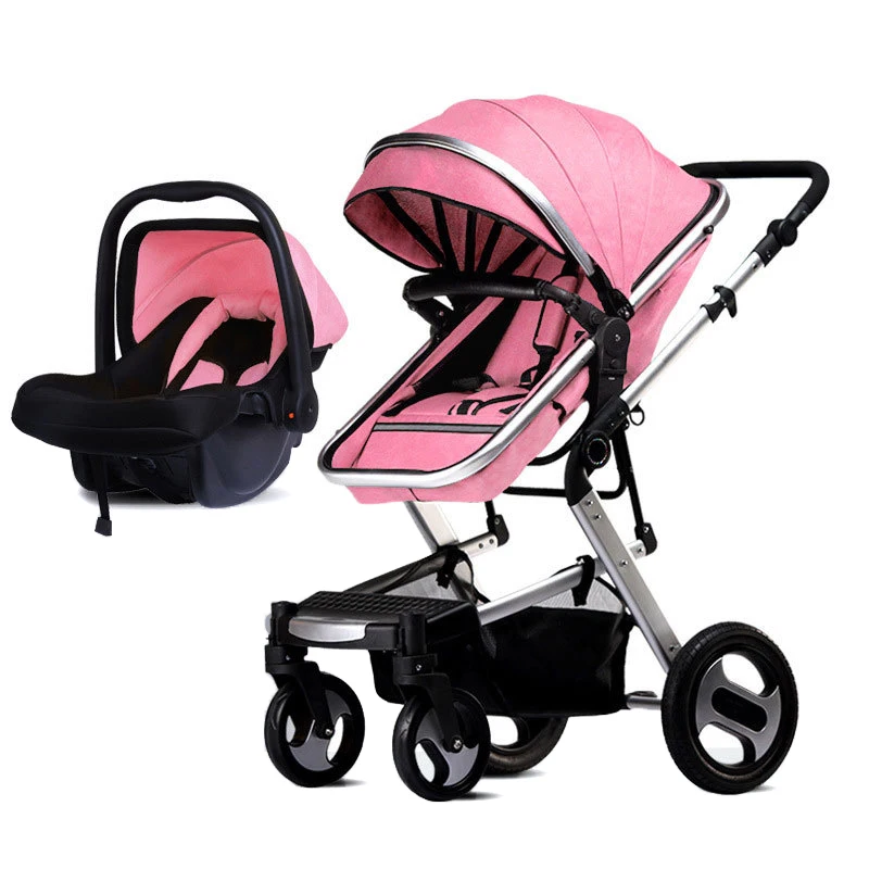 pink Luxury Carriage Stroller Baby 4 In 1 Kinderwagen Foldable Baby Stroller Pram 3 In 1 With Car Seat baby pram big wheel