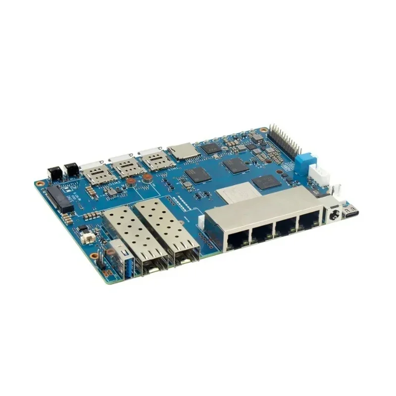 NewBanana Pi BPI R4 Wifi 7 Board with MTK MT7988A Design,4G RAM and 8G EMMC Onboard Quad-core ARM Corex-A73 Design Network Port