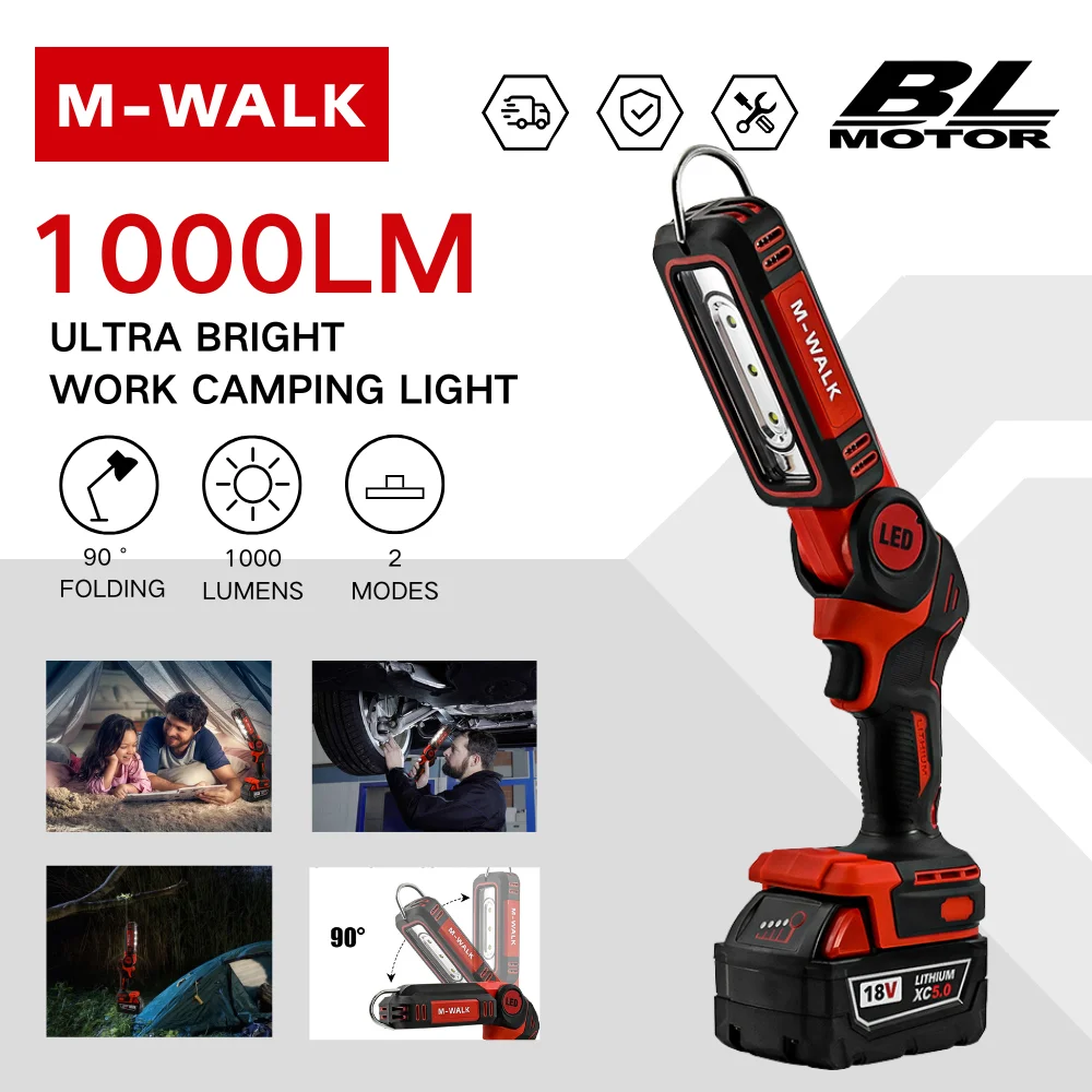 LED Camping Lantern For Milwaukee 18V Battery Pin Folding Portable Tent Light With 2 Light Modes For Camping, Hiking, Fishing