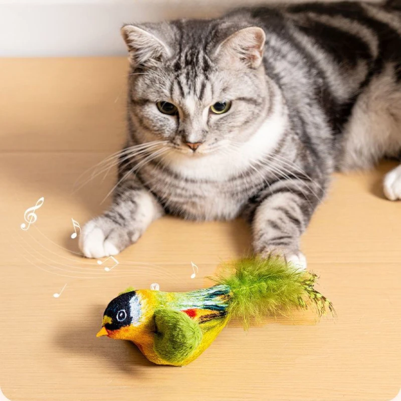 Self-hilarity Wall Hanging Birds Cat Toy Indoor Interactive Birds for Cat Chasing Teasing Toy Sounding Catnip Cat Teaser