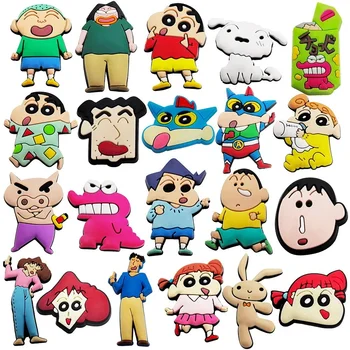 20 teile/satz Anime Crayon Shin-chan Cooles modell Schuhe Charms Silikon Croc Zubehör Kinder Weihnachten Geschenke Armband Loch pantoffel Dekor