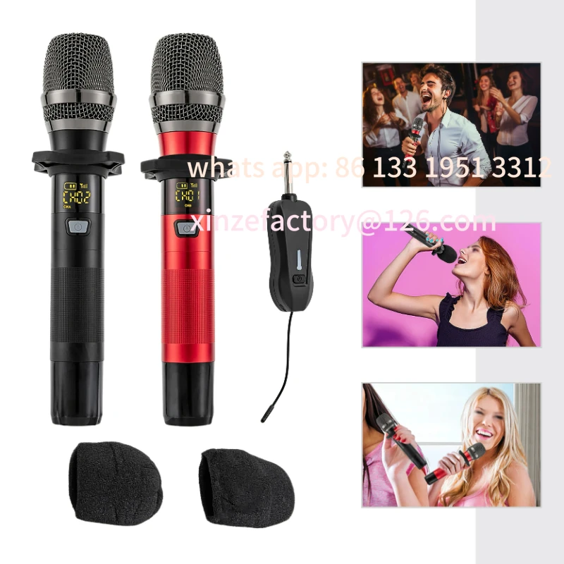 

Customizable 2x Wireless Microphone UHF Handheld Vocal Microphones and Receiver w/25 channels for Karaoke WeddingDJ Party Speech