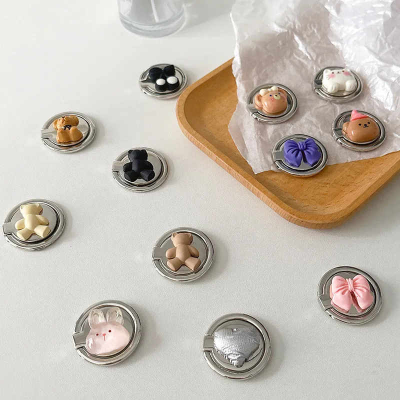 

Подставка-держатель для телефона в форме сердца с кроликом, кольцо-держатель для пальца, складная подставка для iPhone 15/16, аксессуар для телефона и планшета