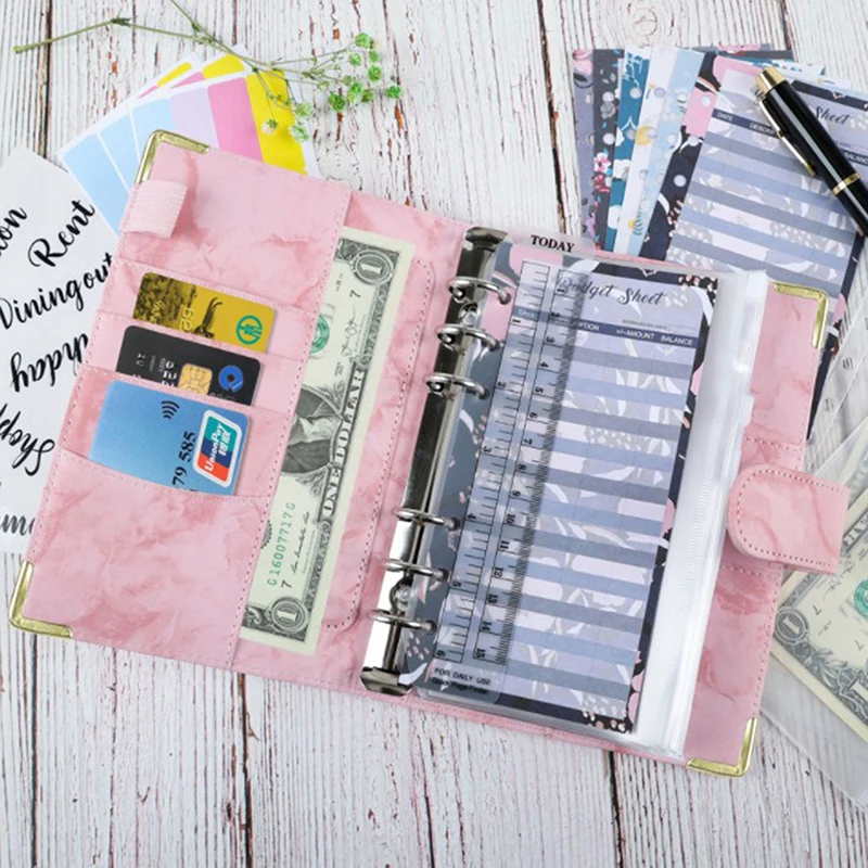 

A6 Budget Binder Cash Envelope Planner System Organizer with Budget Money Envelopes,Expense Budget Sheets,Binder Pockets