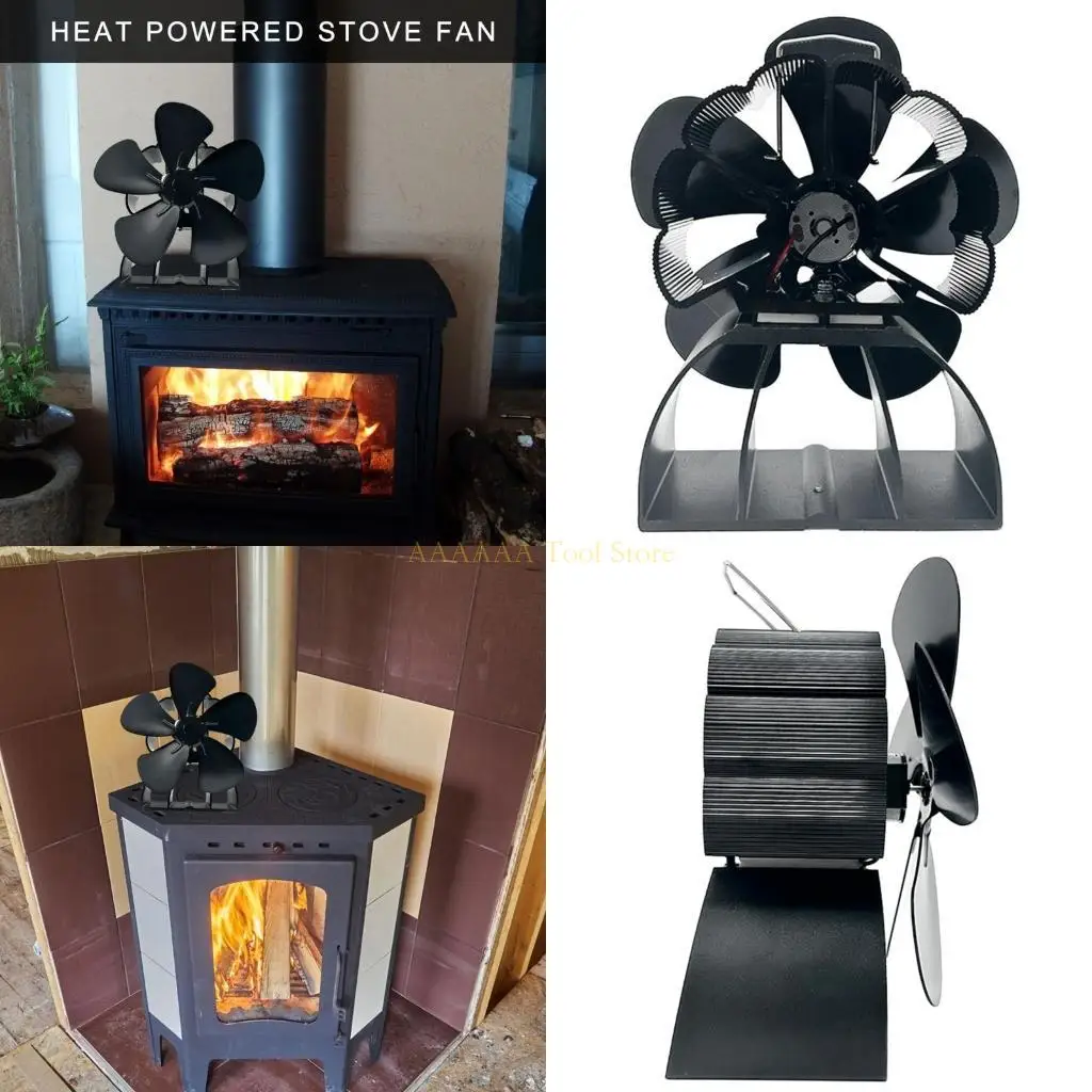 

A2BE Indoor Heating Solution Aluminum Heat Activated 5Blade Fan For Wood Burners Fireplaces Stove, Enhances Heat Distribution