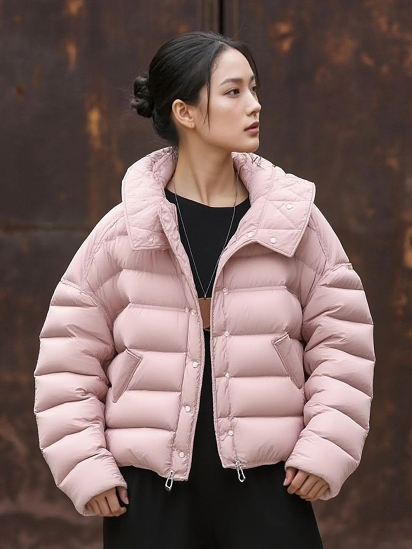 

Женское розовое пушистое зимнее пальто Cute ort Puffer Jaet, корейское спортивное пальто обычного кроя, легкий пуховик