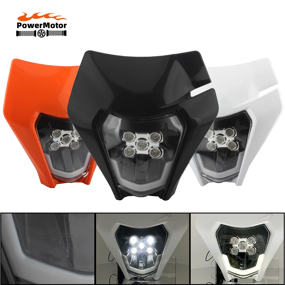 for KTM Headlight Plate LED Motorcycle Enduro Fairing EXC MX SX  Wick Headlamp Dirt Bike Parts Supermoto Motocross Enduro Mask