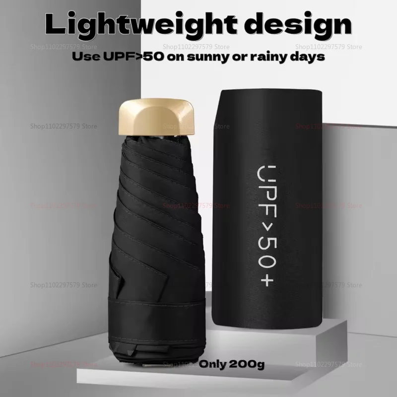 Paraguas de viaje de bolsillo pequeño a prueba de lluvia, paraguas plegable de vinilo Anti-UV, Mini cápsula de bolsillo, sombrilla