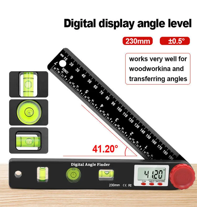 3piece Set Digital Caliper Level and Angle Ruler Height Ruler Depth Ruler Multi-function Measuring Tool Woodworking Tool