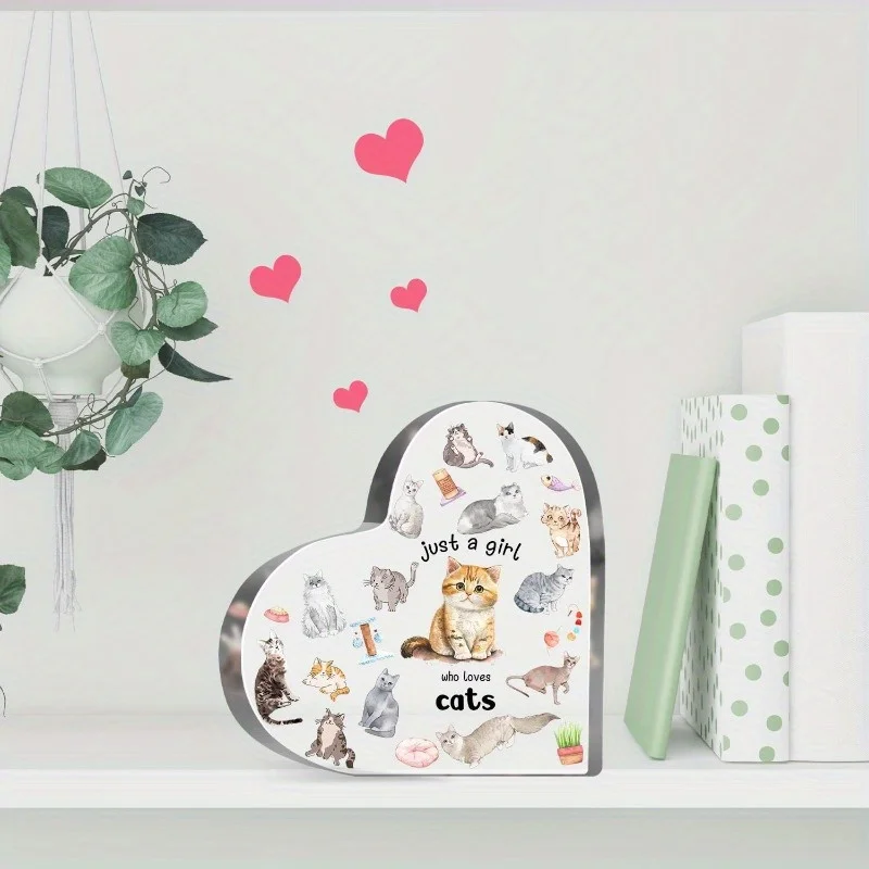 ديكور أكريليك لمحبي القطط - هدية مثالية للنساء/الفتيات، ديكور منزلي/مكتب متعدد الاستخدامات (أيام الميلاد/الأخوات/المعلمين) #6
