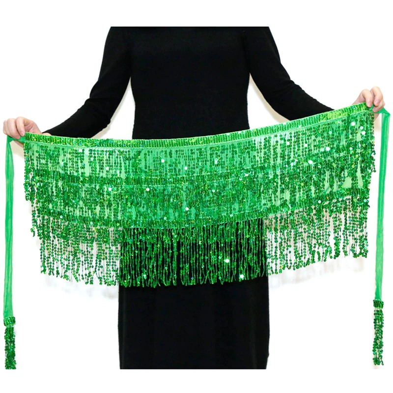 Bühnenaufführung Bauchtanz Schicht Pailletten Quaste Kette Gürtel Rock Wrap Club Indische Latein Hula Tänzerin Strand Hüfte Taille Schal – Detail 25