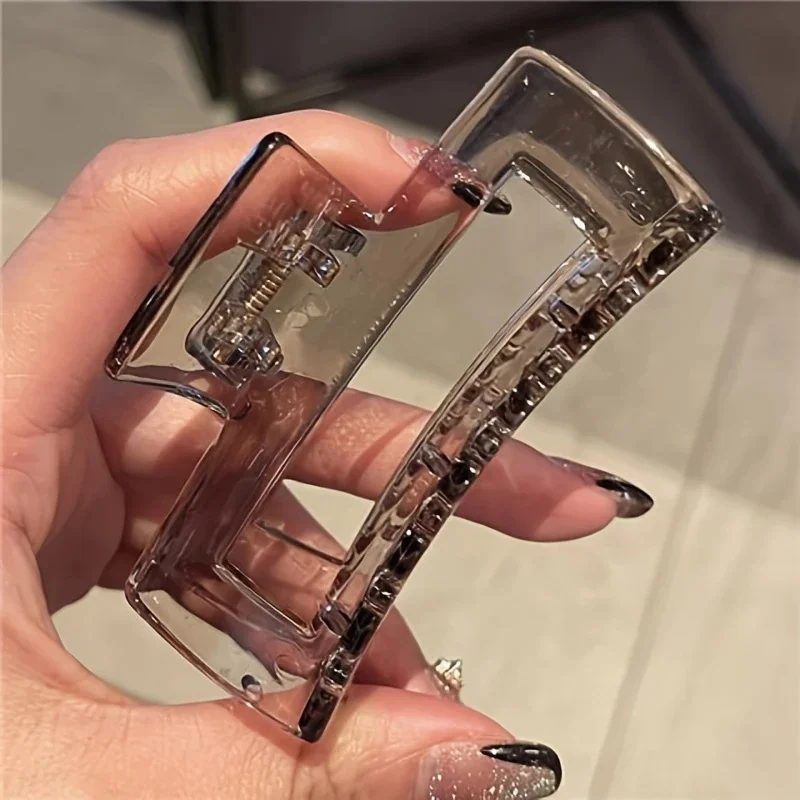 3 Stück elegante große Haarklammern für Frauen, transparent, rechteckig, Hai-Clip-Design, rutschfester Griff, perfekt für Styling und Hochsteckfrisuren – Detail 5