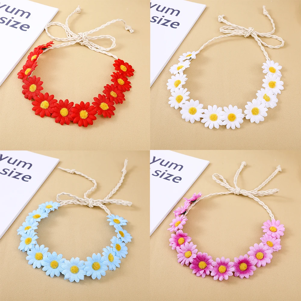 Colorful Chic Daisy Girls Headbands Women Solid Embroidery Flower Hair Bands Kids Candy Chrysanthemum Headwear Hair Accessories