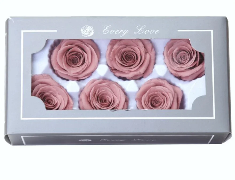 Immortal Rose Flowers, Preserved Rose,5-6cm Diameter,Mothers Day,DIY Wedding, Eternal Life Flower,Material Gift,Level A,6Pcs Box