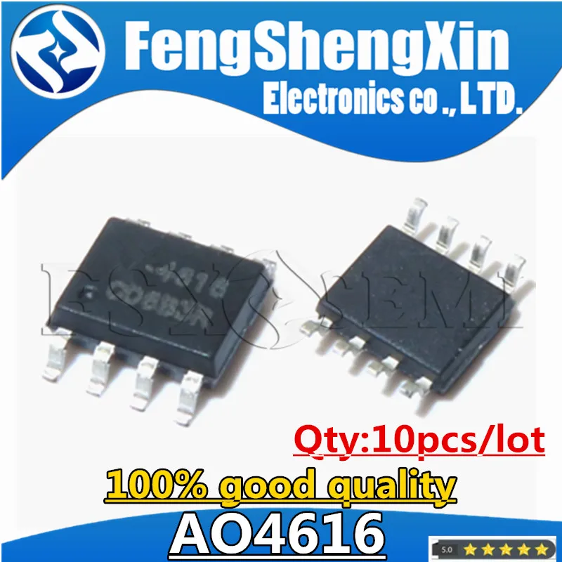 10 pçs/lote AO4616 4616 SOP-8 30V MOSFET Complementar