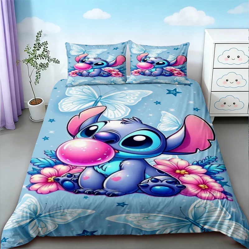 

3pcs Duvet Cover Stitch & Lilo Quilt Cover Soft Comfortable Cartoon Bedding Set for Bedroom Home Queen King Size