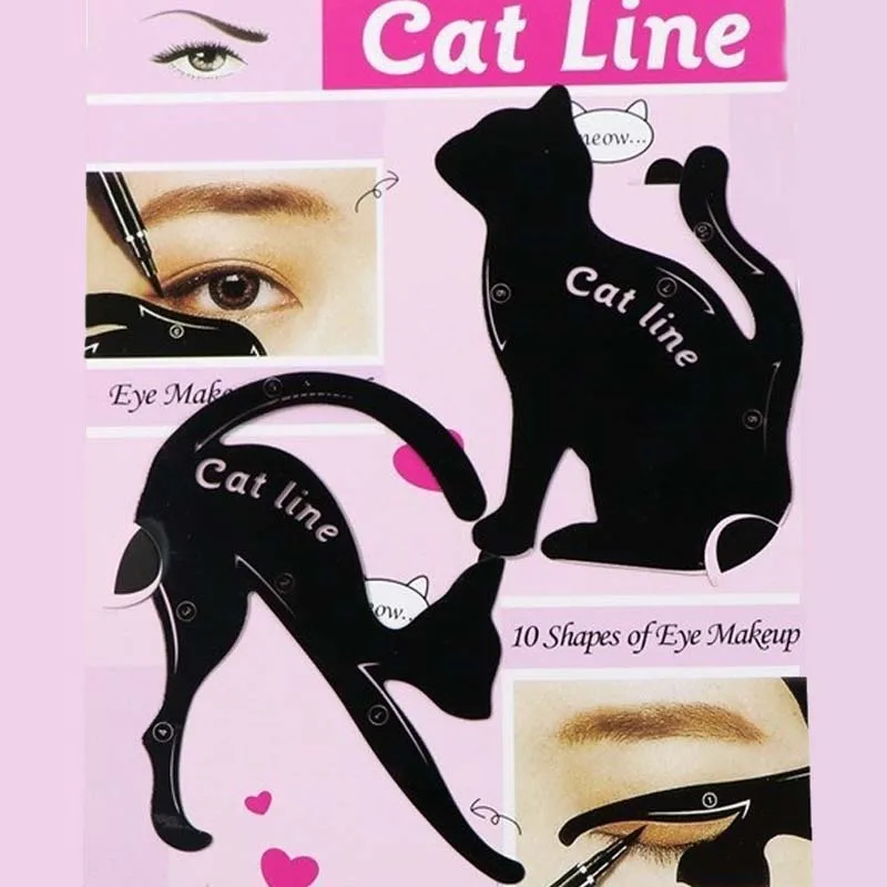 Conjunto de 2 Peças: Ferramenta de Maquiagem para Olhos Fácil de Usar, Molde Modelador de Olhos, Estênceis para Delineador de Olhos com Efeito Gatinho, Cartão para Delineador de Olhos, Estênceis para Delineador de Olhos com Efeito Gatinho