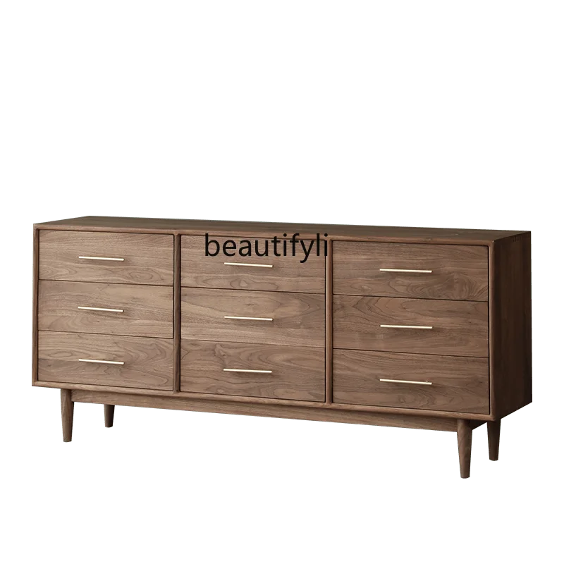 

North American black walnut chest cabinet, locker, bedroom storage cabinet, simple nine chest cabinet