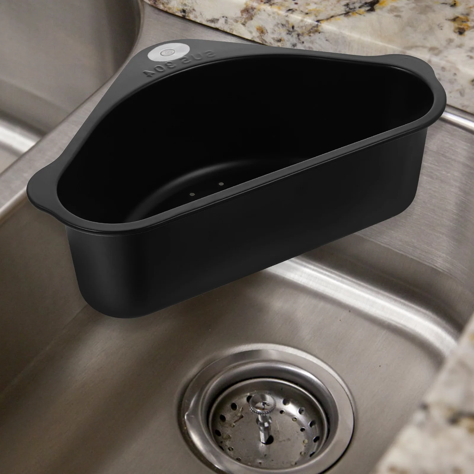 

Drain Basket Rounded Corners Sink Kitchen Strainer Household Convenient for 304 Stainless Steel Waste