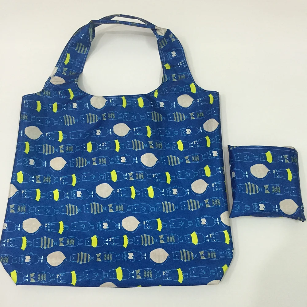 Wholesale High Quality Foldable Square Bag with Custom Print Sustainable Large Capacity Polyester Grocery Bag Recycled Tote Bag