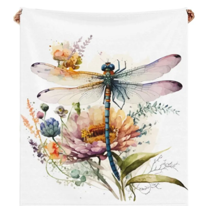 

Одеяло со стрекозой, мягкое и легкое одеяло с полевым цветком, подходит для дивана-кровати, мягкое и удобное одеяло со стрекозой.