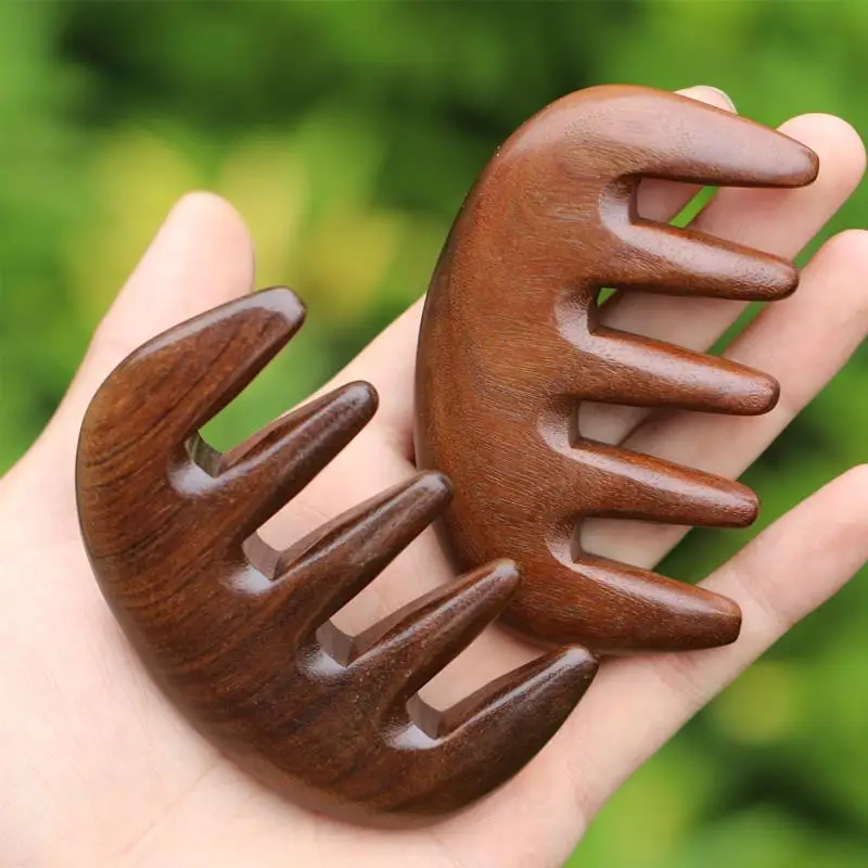 Sandalwood Hair Comb Scalp Relax Acupoint Massager Portable Wooden Handle Comb Anti-static Styling Tool