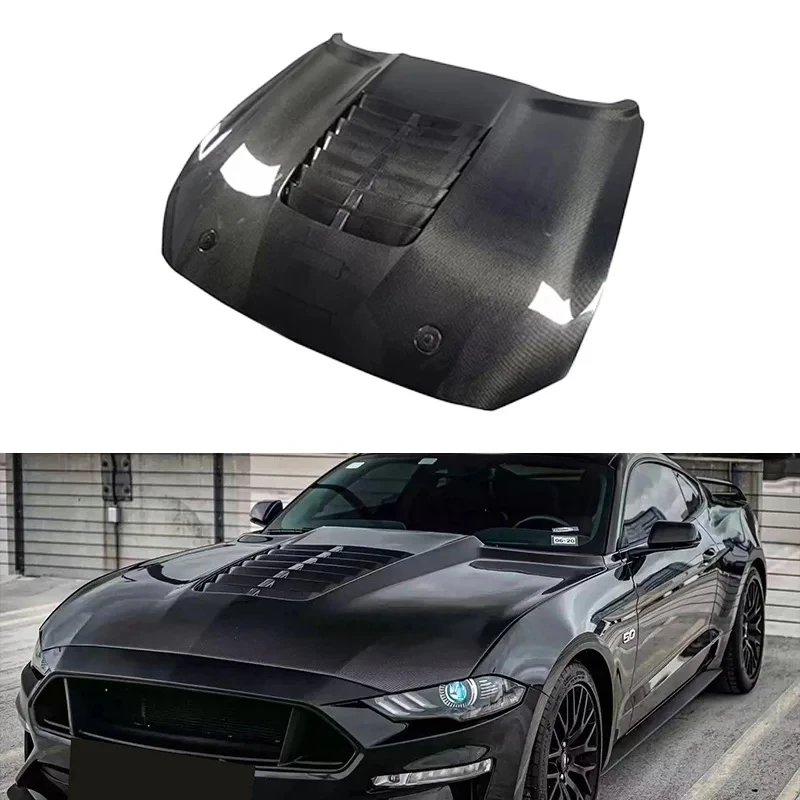 GT500 Style Carbon Fiber Front Engine Bonnet Hood Vent New Condition for Ford Mustang GT EcoBoost S550.2 2018-2023