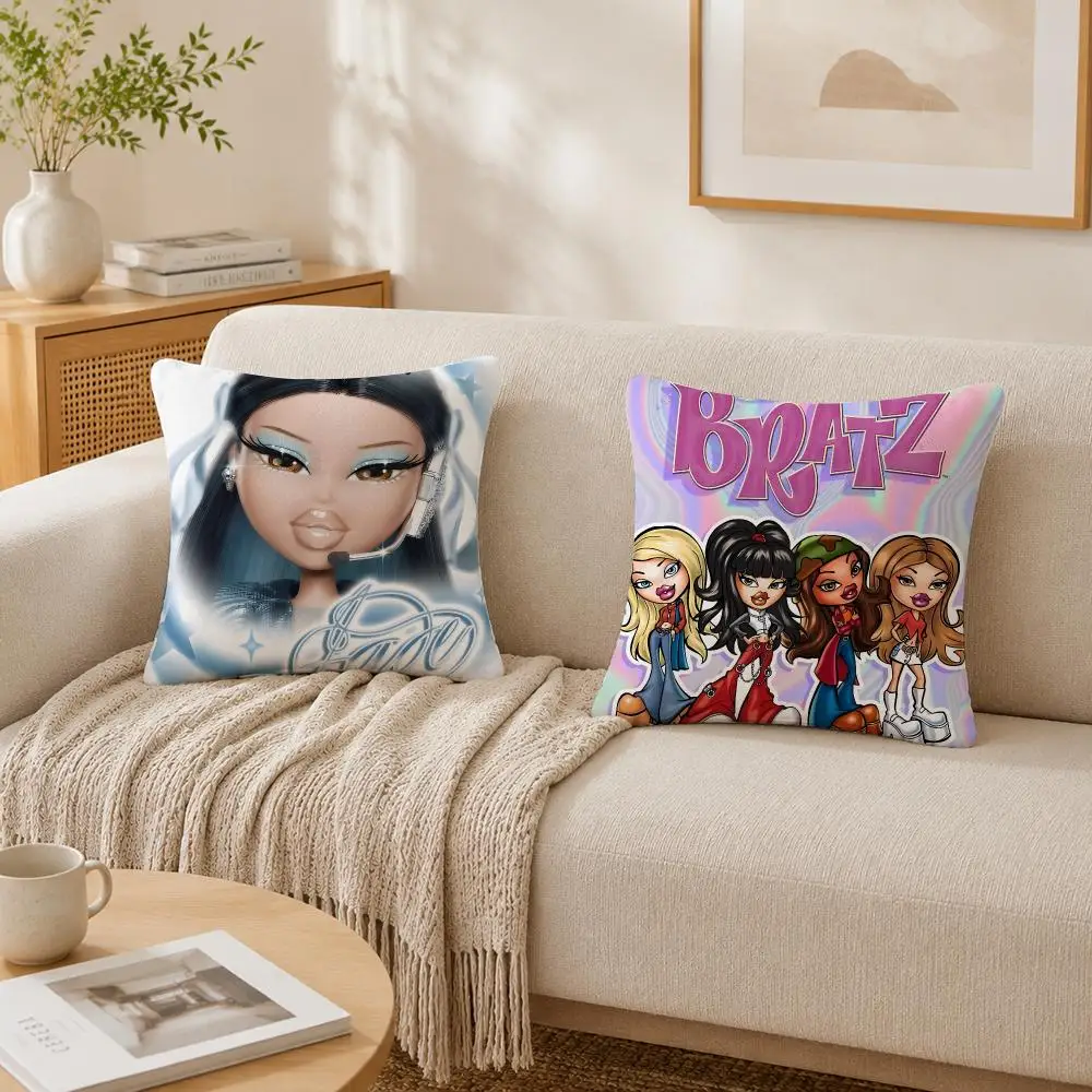 Hot Fashion Pretty B-Bratz Doll Cushion Cover Plush Decorative Pillow Case With Hidden Zipper Fashion Room Decor For Home