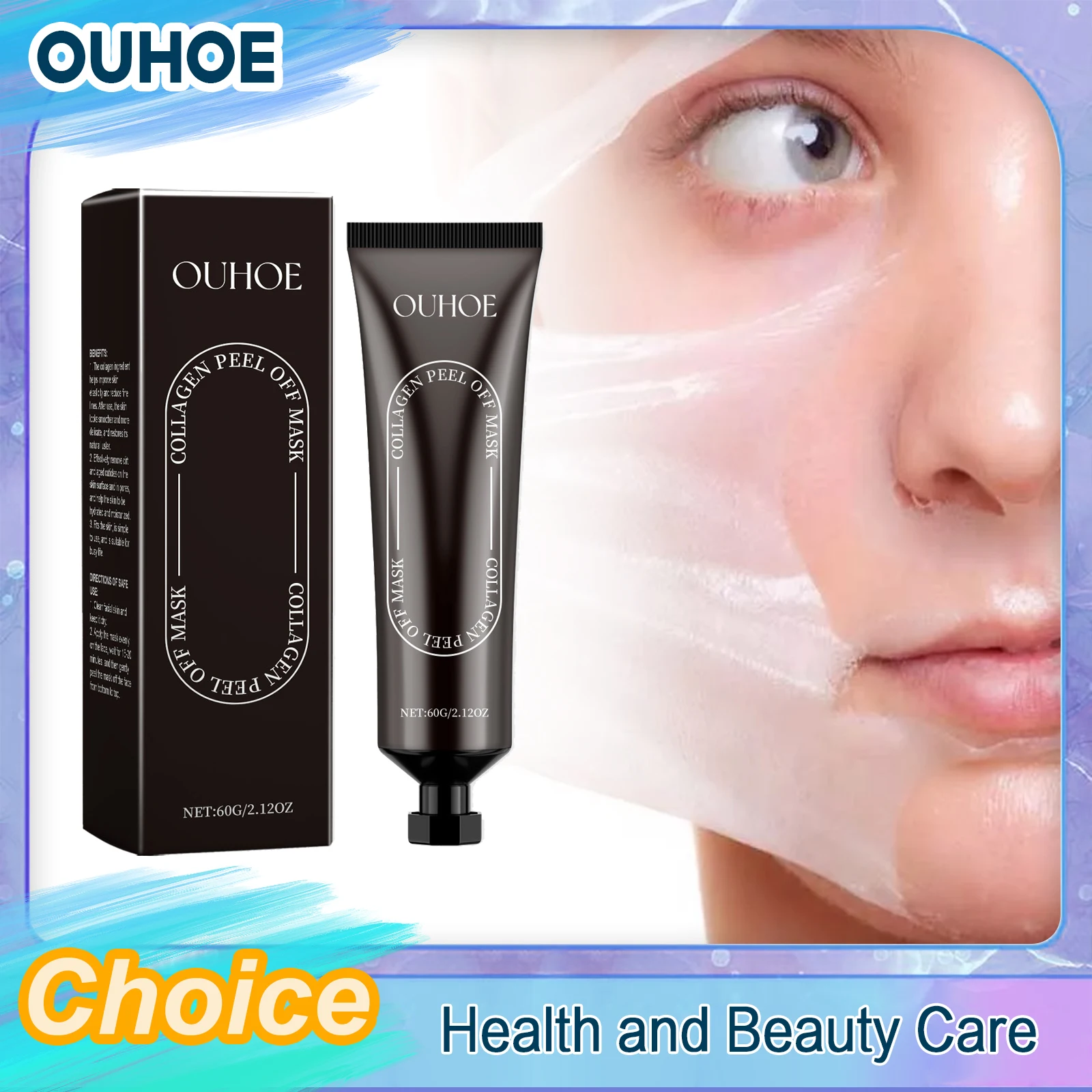 Collagen Peel off Faical Mask Deep Clean T Zone Shrink Pores Purifying Oil-Control Moisturizing Lifting Firming Beauty Skin Care