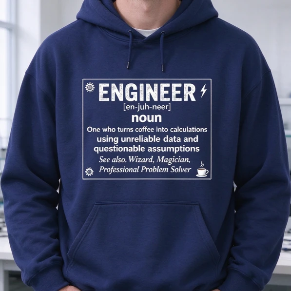 Engineer Definition Hoodie Funny Sweatshirt Engineering Student Gift Problem Solver Shirt Coffee Top Tech Humor Apparel STEM