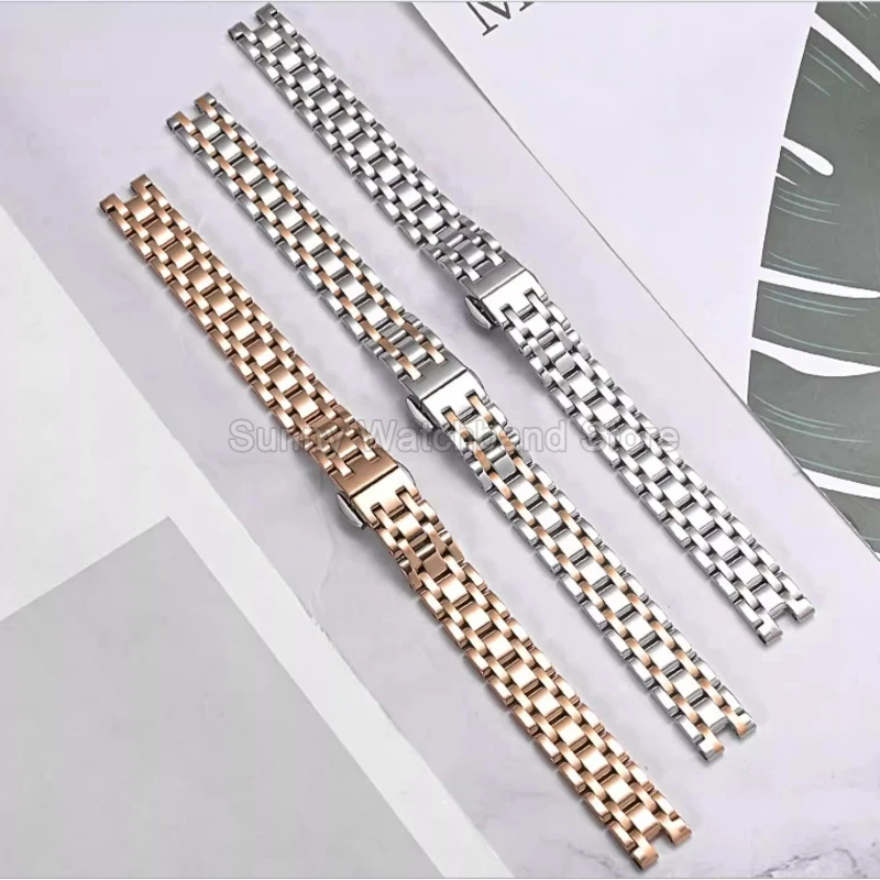 إكسسوارات خاصة للساعة الفولاذية النسائية لتيسو بيليسيما سيدة صغيرة T126.010 واجهة مقعرة حزام ساعة فولاذي رائع