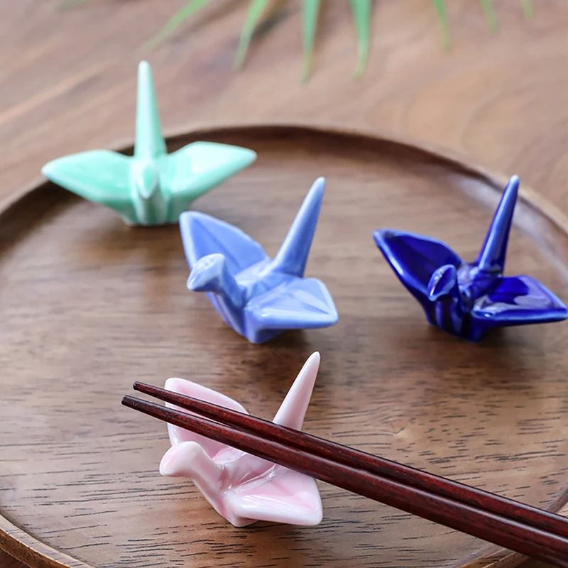 Ceramic Paper Crane Chopstick Rest Chopsticks Forks Spoon Holder Dinner Spoon Stand Home Decoration Ornament Housewarming Gift