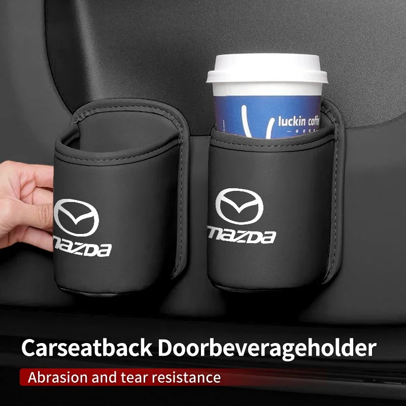 

2pcs Car Door Cup Holder Storage Organizer For Mazda CX-4 CX-5 Mazda 6 Back Seat Drink Rack Leather Box